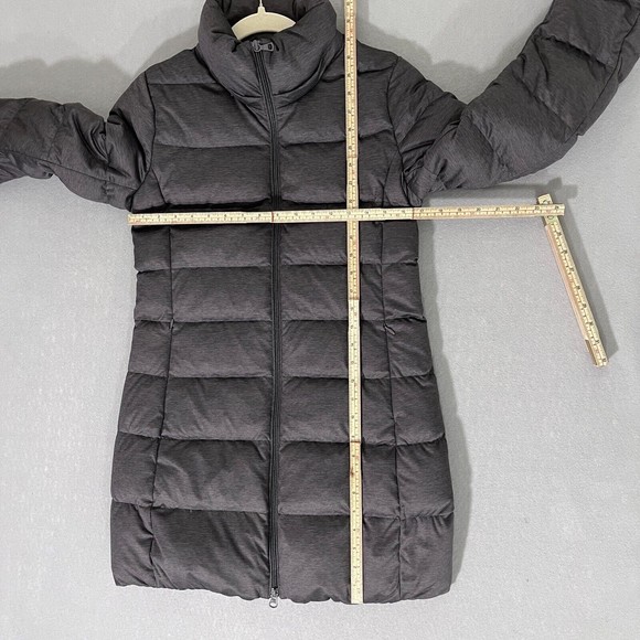 Uniqlo Down Jacket Women Small Grey Puffer Goose Down Feather Long Quilted Warm - Picture 8 of 11